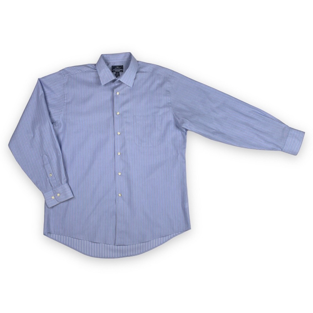 Dockers Shirt Men Large Blue Long Sleeve Button Down Stripe Dress Office
